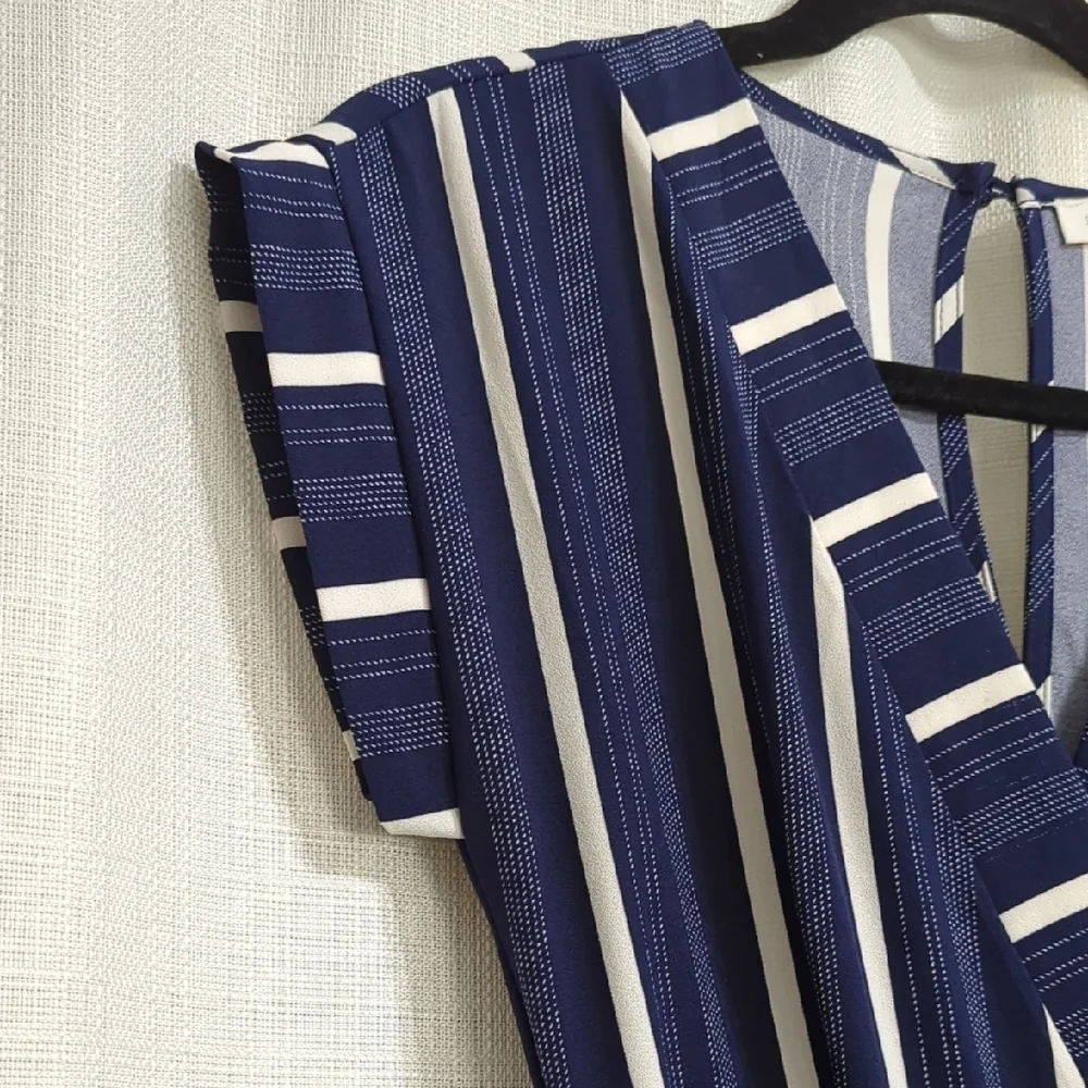 Monteau - Striped Navy Jumpsuit - Size XS - Picture 9 of 16